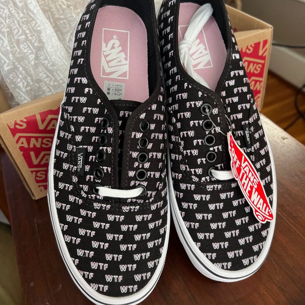 VANS Authentic Sayings Black WTF NWT In Box  Mens size 7 or Womens 8.5